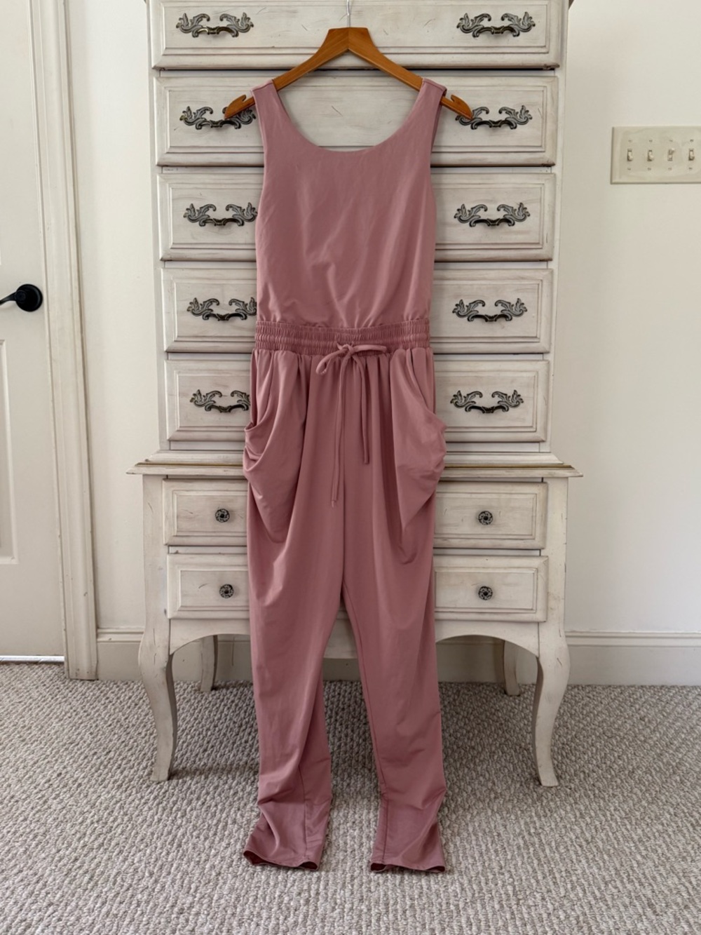 Vici Sleeveless Dusty Rose Jumpsuit with Drawstring Waist